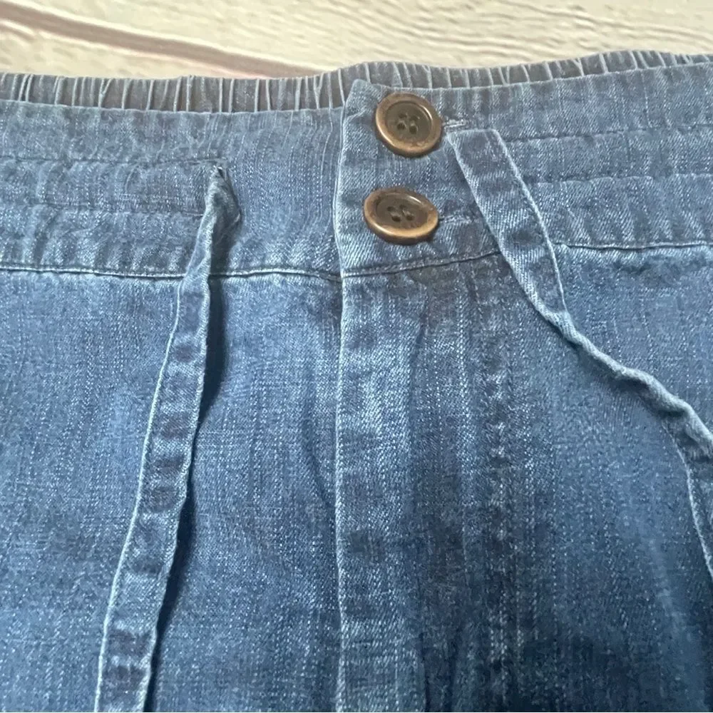 SOFT SURROUNDINGS women's soft blue tencel denim button cropped pants, size S P - Picture 4 of 13